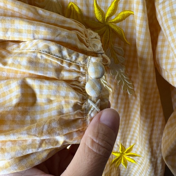 Innika Choo Mini Smock Embroidered dress orange gingham Size OS - Picture 7 of 10